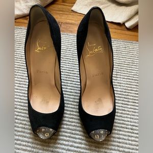 Christian Louboutin suede and snake print platform heels size 37 (6.5)